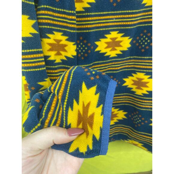 Tribal Yellow Navy Fleece DULUTH TRADING CO Men's Large Quarter Pull Over - Picture 7 of 9